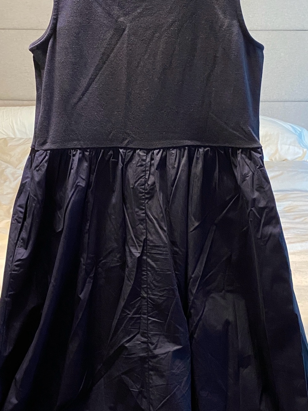 NWT Large Quince Cotton Mixed Media Tank Dress - Navy - Picture 5 of 8
